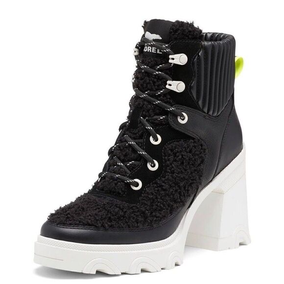 Sorel BREX Heel Cozy Lace Womens Size 9.5 Black/Sea Salt Waterproof Boots NEW - Picture 7 of 16